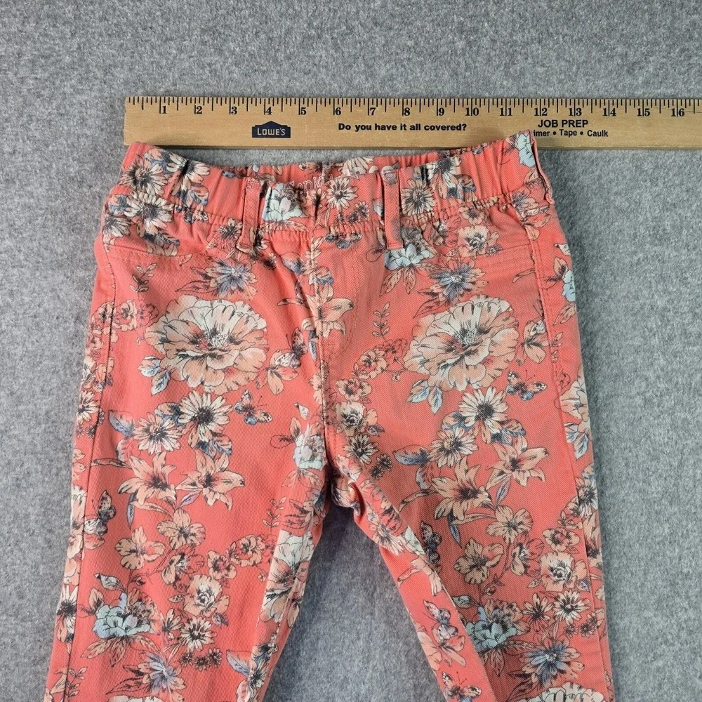 GapKids 2 Piece Outfit Girls XL 12 Coral Pink Floral Applique Top & Skinny Jeans